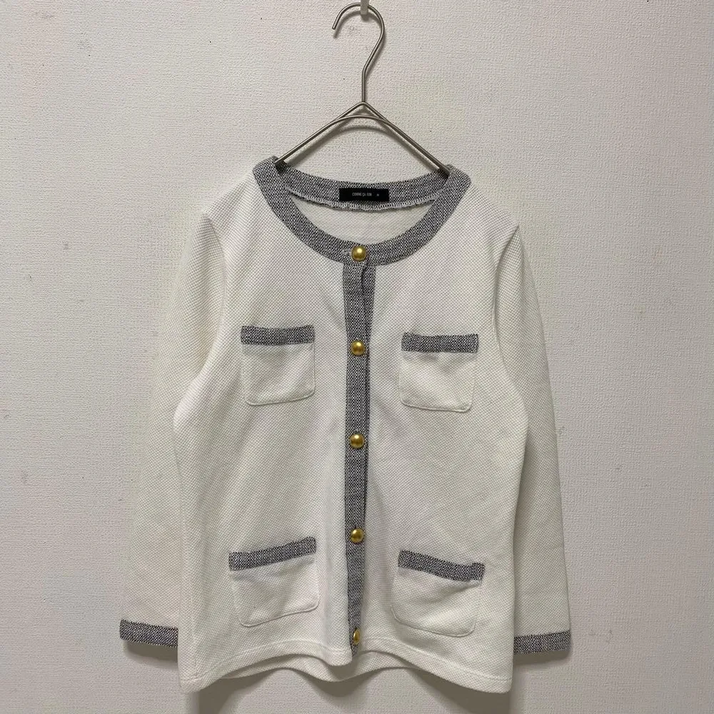 COMME CA ISM 配色 カーディガン ノーカラージャケット