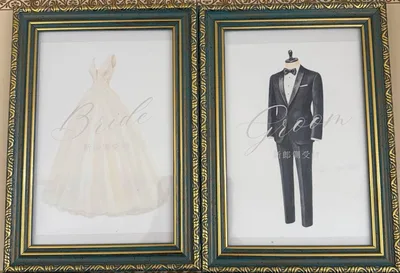 結婚式 受付サイン ウェルカムスペース タキシード ドレス柄