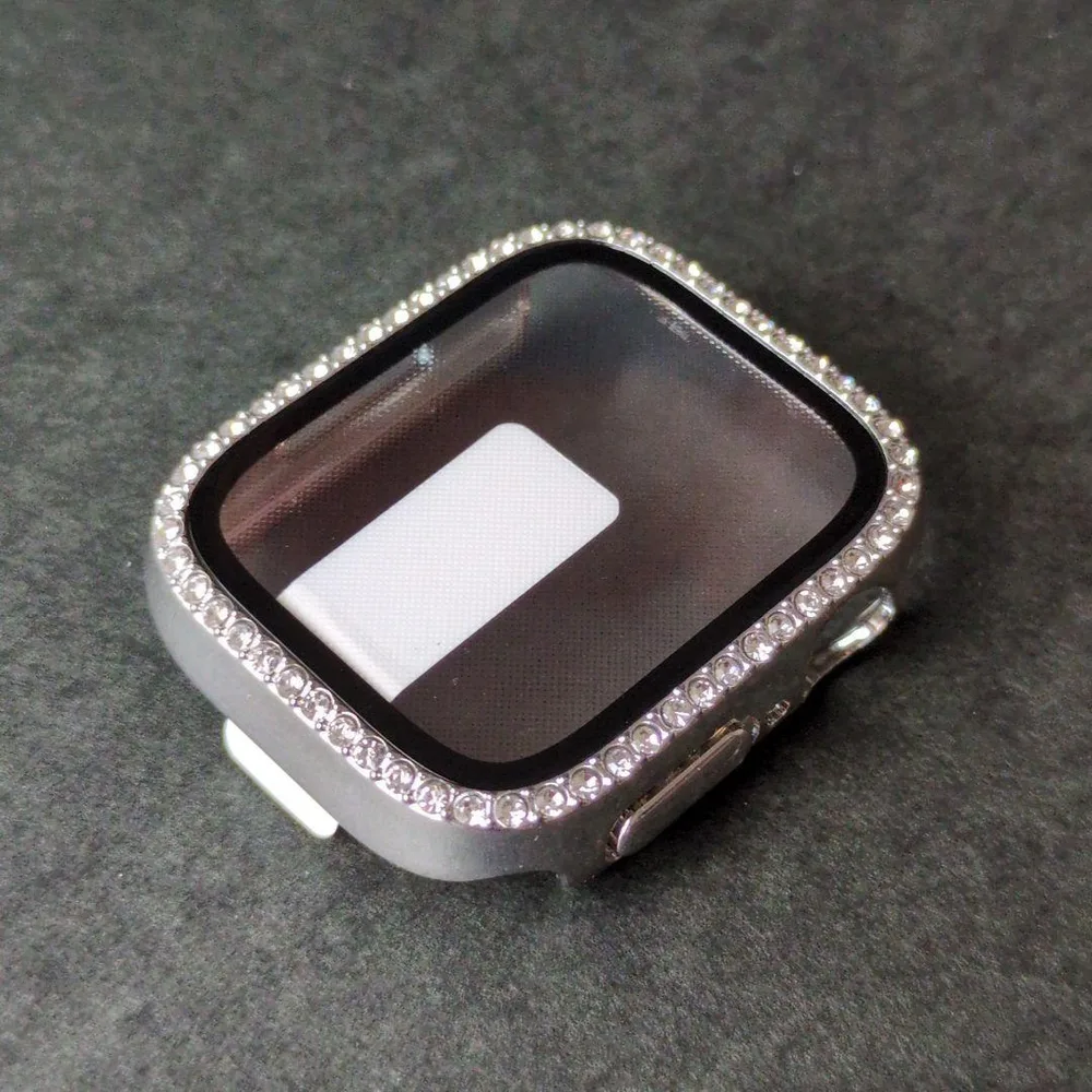 AppleWatchケース 41mm対応 シルバー キラキラ 1列 強化ガラス