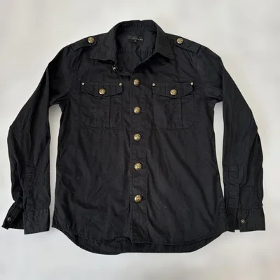 Y2K archive black miliitary design shirt