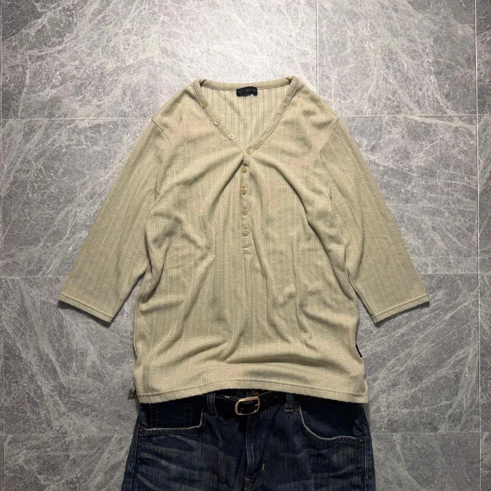archive striped henry neck y2k rib お兄系