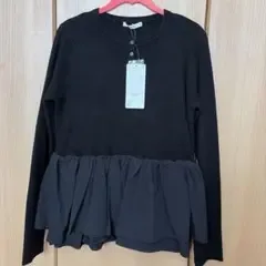 Discoat 新品 ペプラム切替ニット ブラック F
