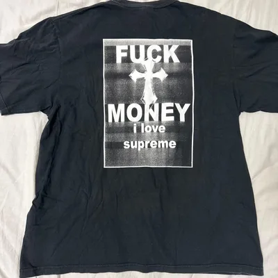 Supreme FUCK MONEY Tシャツ ブラック XL