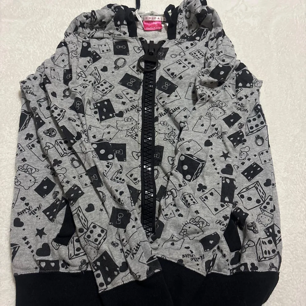 COLZA &Hello Kitty 総柄 ジップアップパーカー グレー L