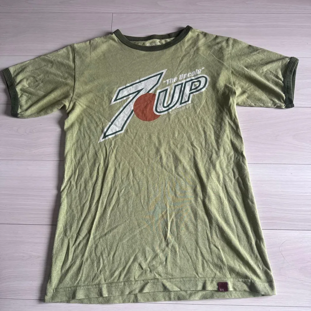 7UP セブンアップ プリントTシャツ グリーン リンガーTシャツ 古着