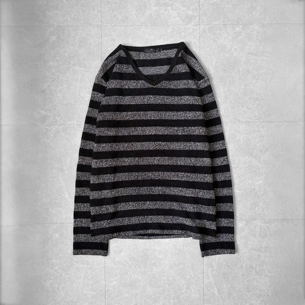 00s archive Vネック Tシャツ ボーダー グランジ y2k
