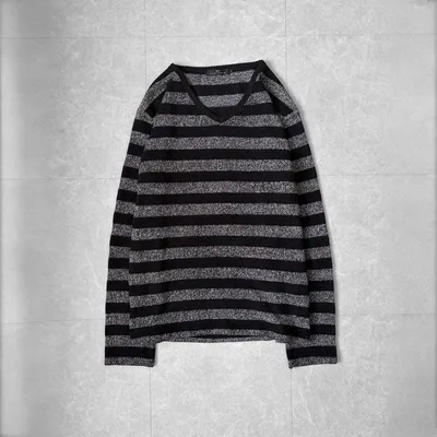 00s archive Vネック Tシャツ ボーダー グランジ y2k