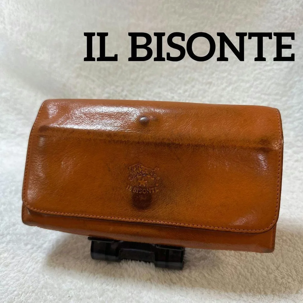 IL BISONTE イルビゾンテ がま口 長財布 レザー オレンジ