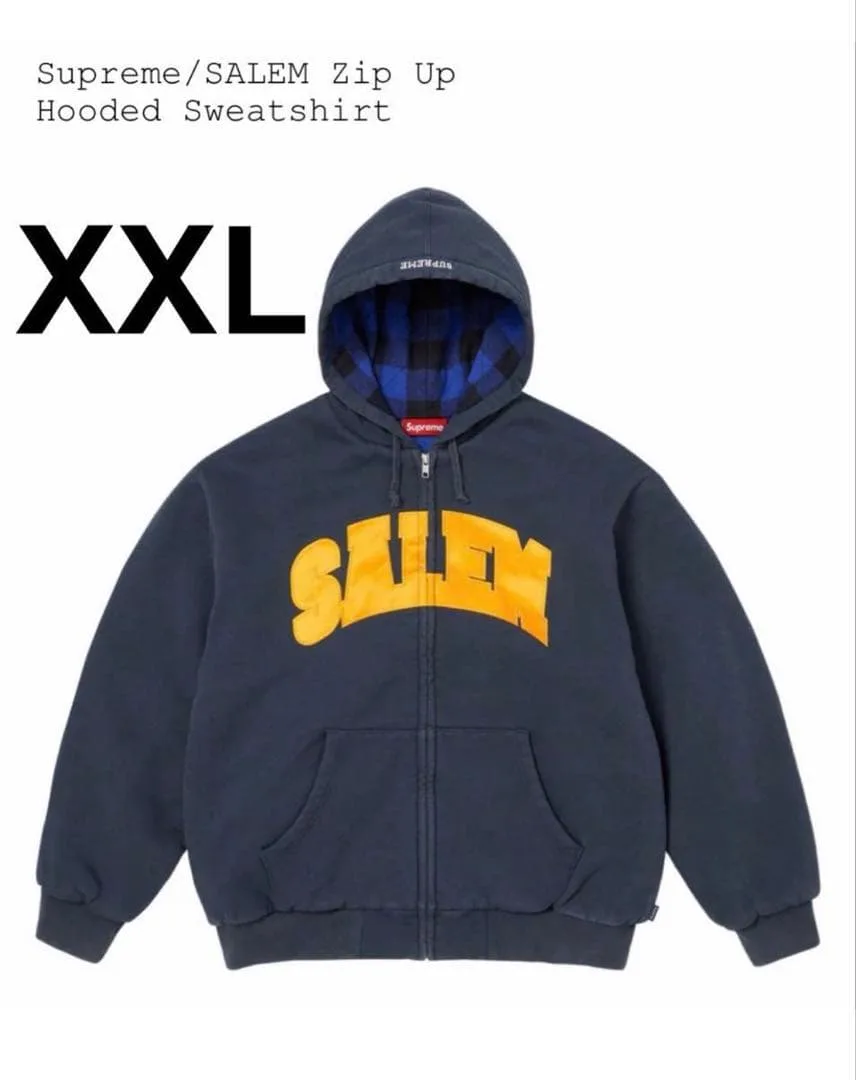 XXLサイズ supreme salem zip up フーディー ネイビー