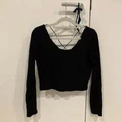 【値下げ中】レースアップ 長袖カットソー ブラック