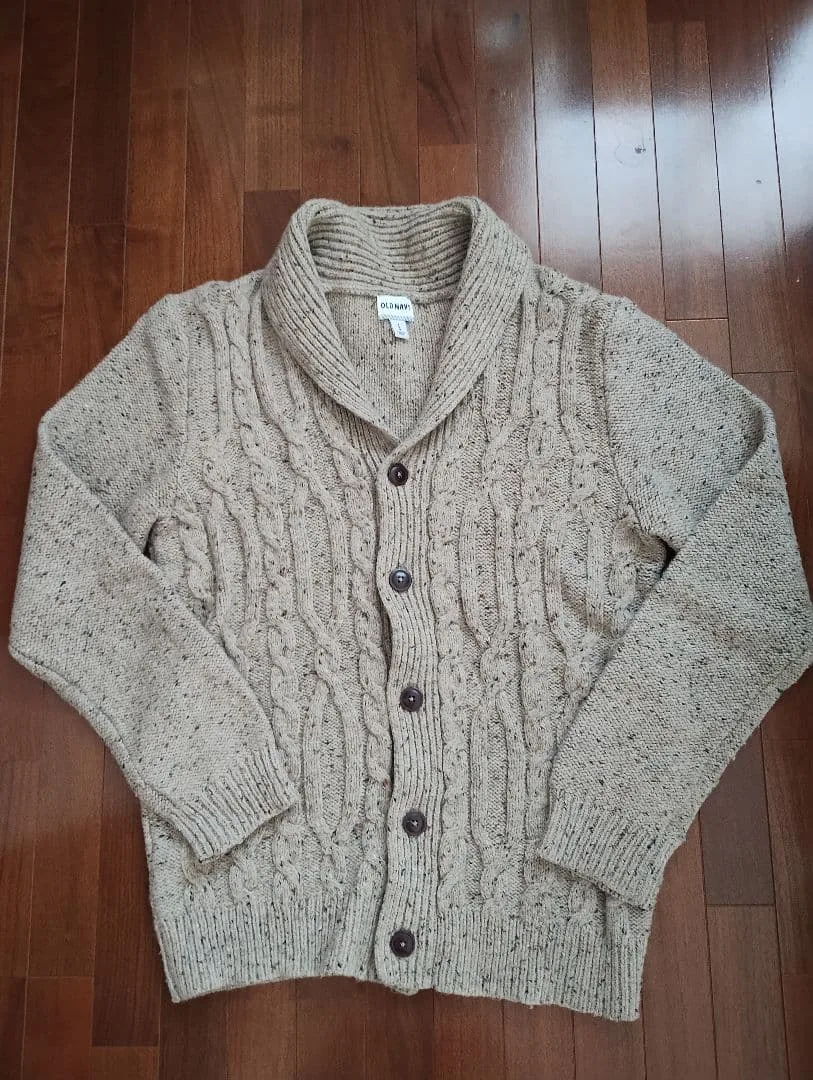 OLD NAVY ベージュ ケーブルニット カーディガン M Lサイズ相当