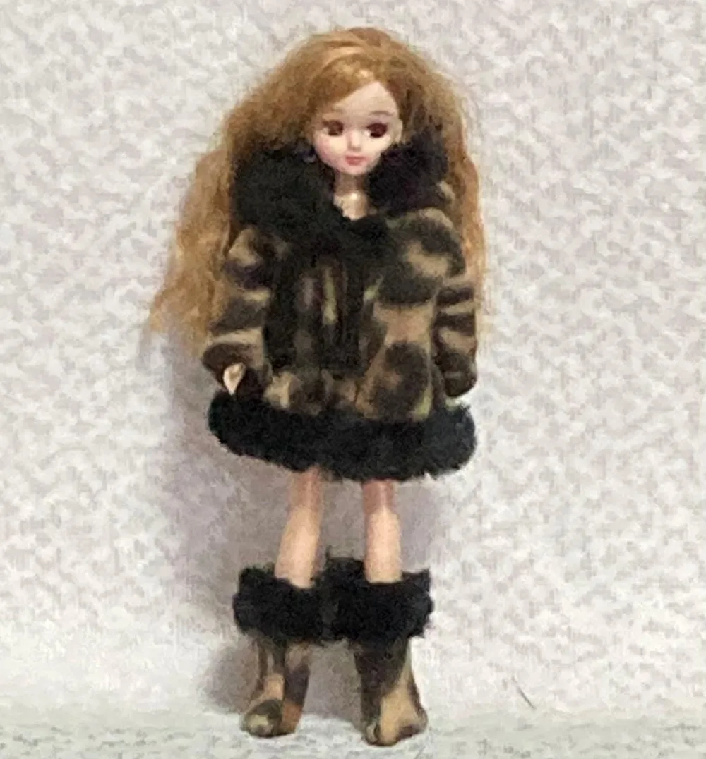 リカちゃん服 ヒョウ柄コート・ブーツセット 22㎝ドール服