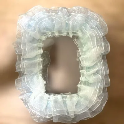 フリル付き 硬質トレカケース 水色 レースデコ ハンドメイド