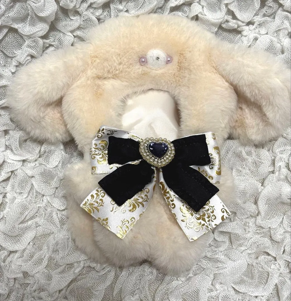 ぬい服 16cm ホワイト 犬 にじぬい リボン 着ぐるみ
