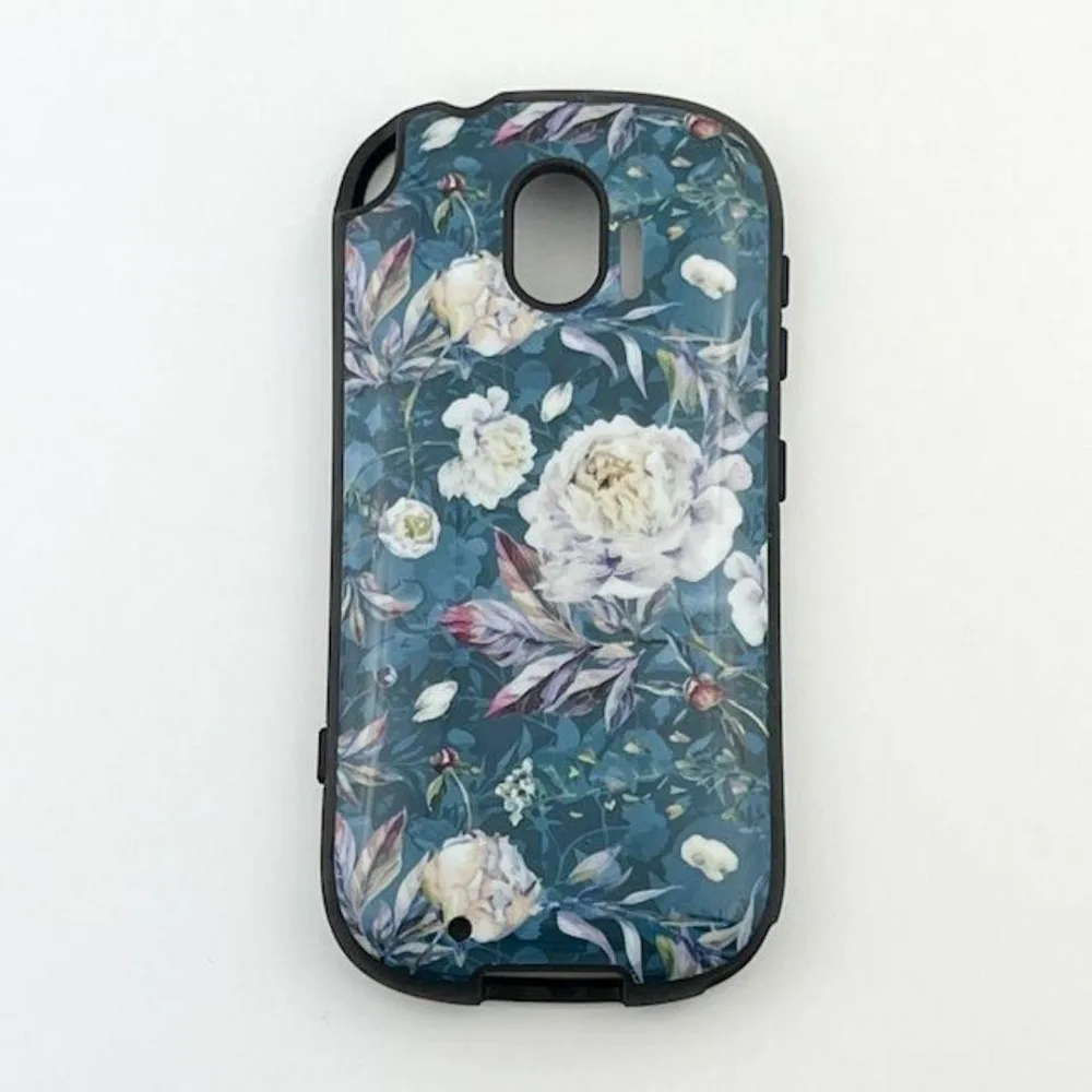 新品 らくらくスマートフォンme F-03K 耐衝撃 可愛い 花柄 グリーン 緑