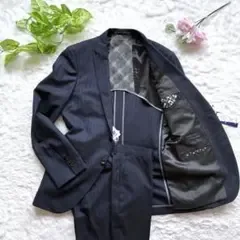 新品・タグ付・Y5✨洋服の青山 ネイビー ビジネススーツ ストライプ