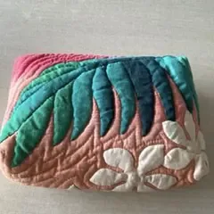 ハンドメイド ハワイアンキルト 大きめポーチ