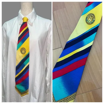 90s VERSACE ベルサーチェ 本人期 メデューサ マルチカラー ネクタイ