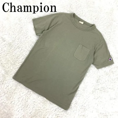 チャンピオン 半袖Tシャツ 綿 コットン ワンポイント カーキ S B9621