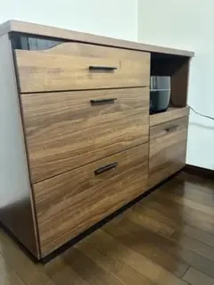 木目調 キッチンカウンター 収納棚