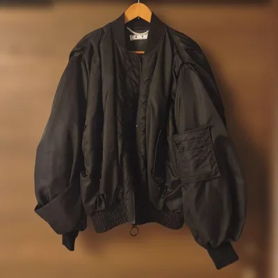 Off-White ブラック MA-1スケルトンボンバージャケットオフホワイト