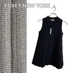 FOXEY NEW YORK プリーツ ノースリーブ ニット ブラック