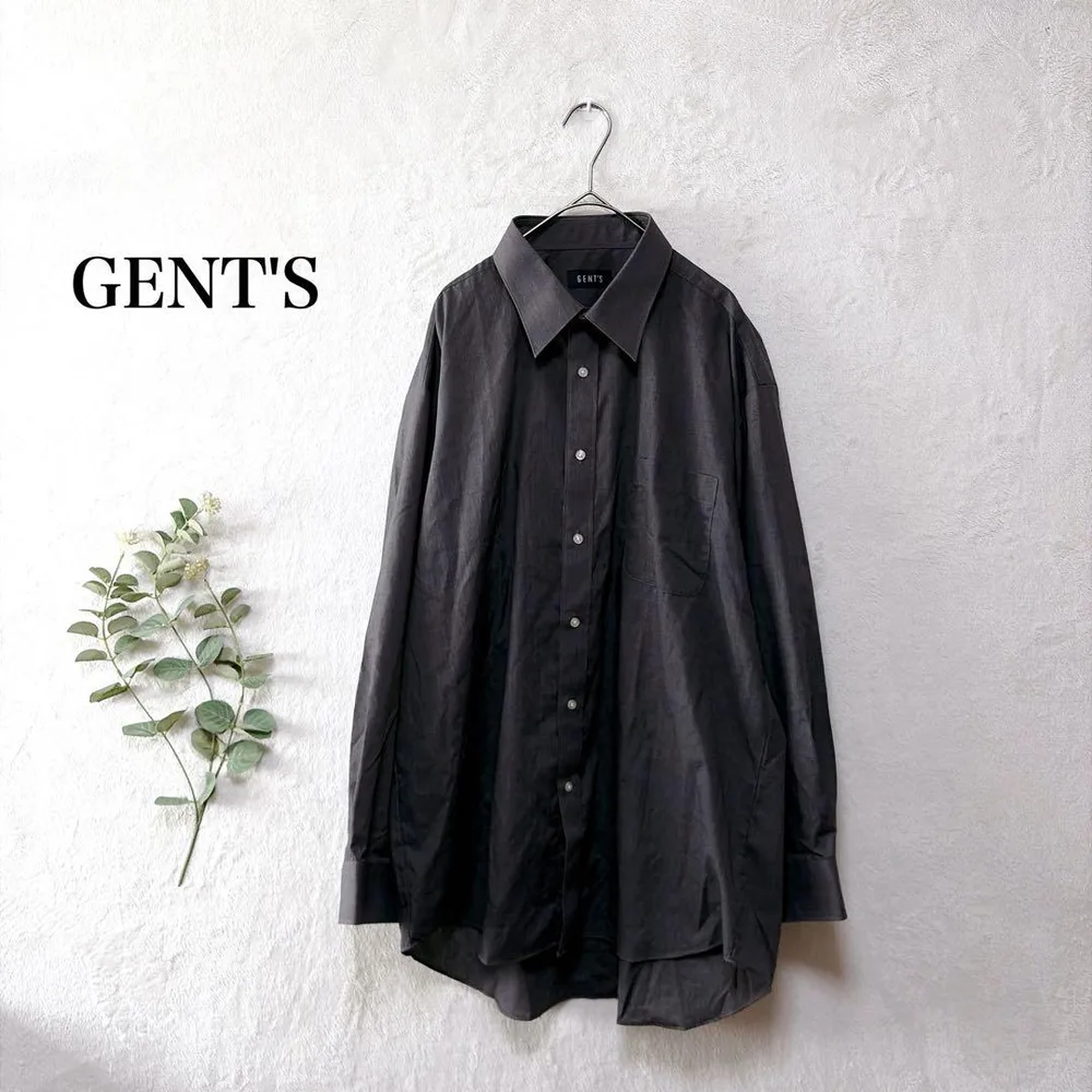 GENT'S 長袖ワイシャツ ノーアイロン 濃グレー 43-82 L~XL相当