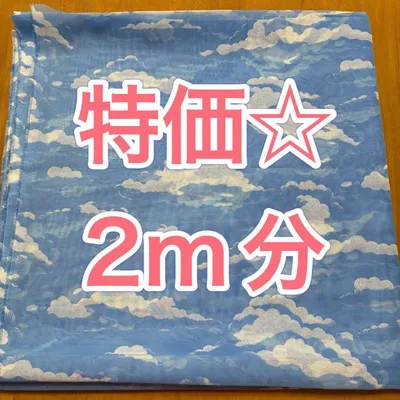 特価2m☆ インテリアに☆ ブルー 雲柄 雲 空