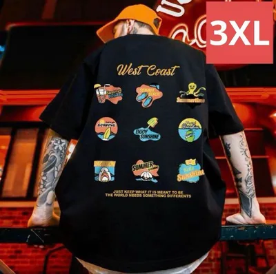 Tシャツ(3XLサイズ/ブラック)ユニセックス半袖トップス春秋プリントm67