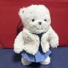 ハンドメイド 着せ替服 ファミリア マスコットベア-用 ボアベスト 白 NV