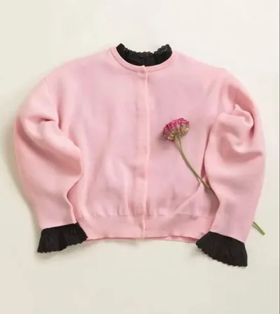 AMOSSAミラノリブパフスリーブカーディガン