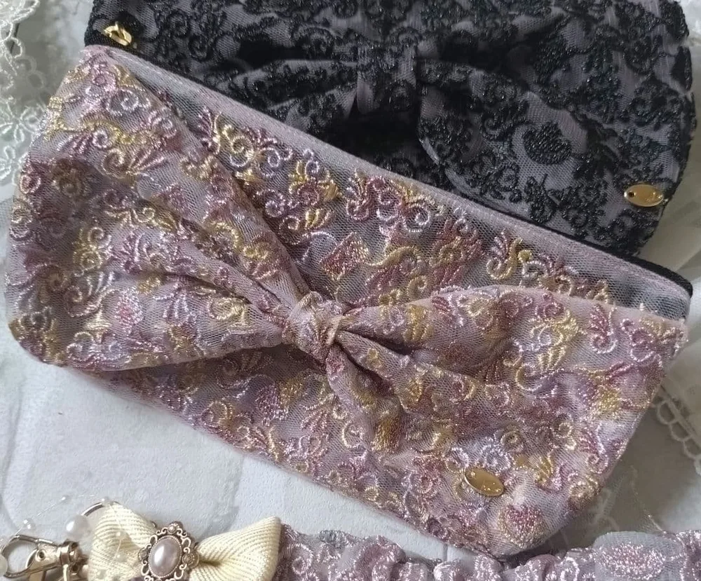 ハンドメイド シースルーポーチ(アリスくすみパープル)