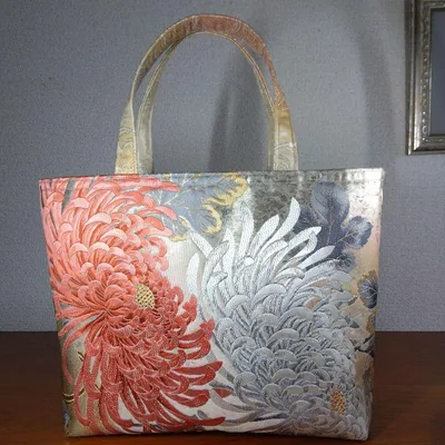 正絹袋帯リメイクトートバッグ ハンドメイドバッグ 乱菊
