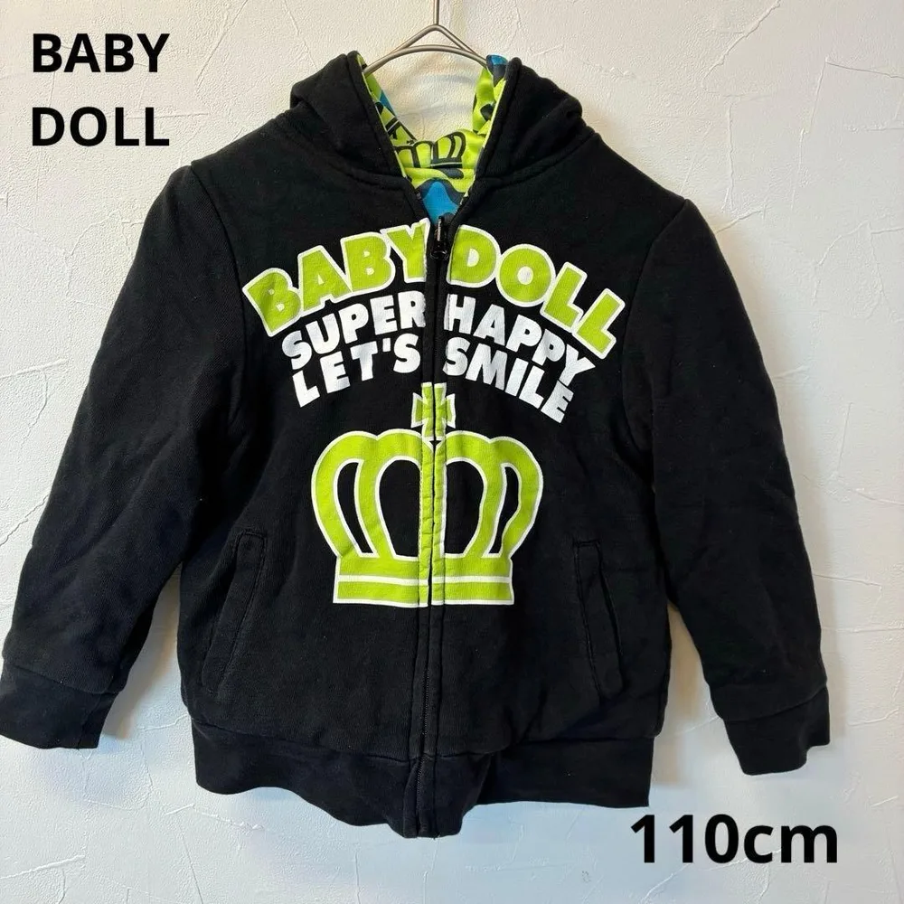 BABYDOLL ジップアップパーカー キッズ ブラッ110cm リバーシブル