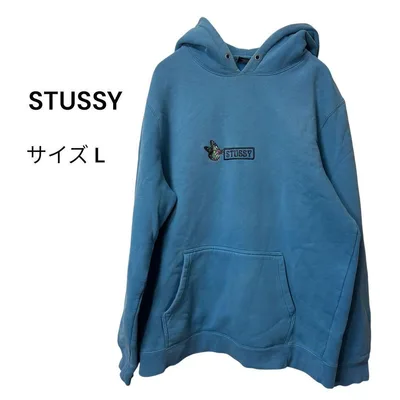 STUSSY(L)スチューシー 裏起毛パーカー 長袖 青 スウェット 秋冬