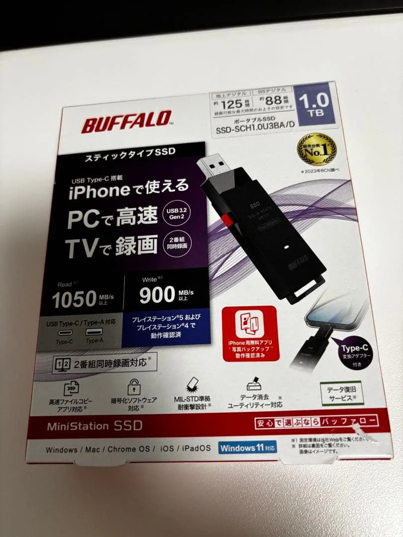 【新品未開封】BUFFALO SSD-SCH1.0U3-BA 1.0TB SSD
