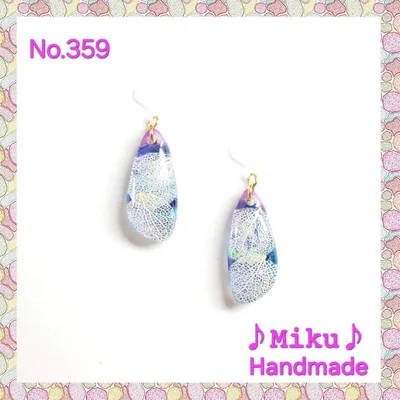No.359-A 【値下げ】ドライフラワー(紫陽花) レジン ピアス イヤリング