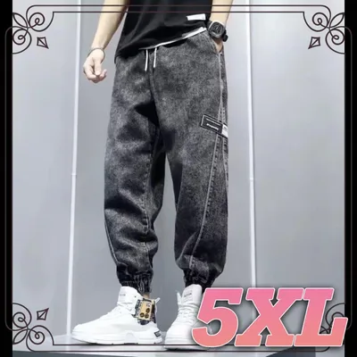 メンズ デニム ジョガーパンツ 5XL ブラック