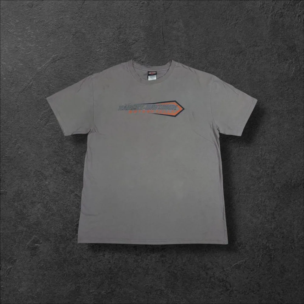 ハーレーダビッドソン古着半袖TシャツプリントロゴフェードグレーK79