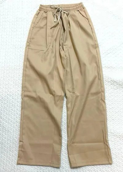 新品✨ベージュ ワイドパンツ ウエストゴム カジュアルパンツ メンズ Lサイズ