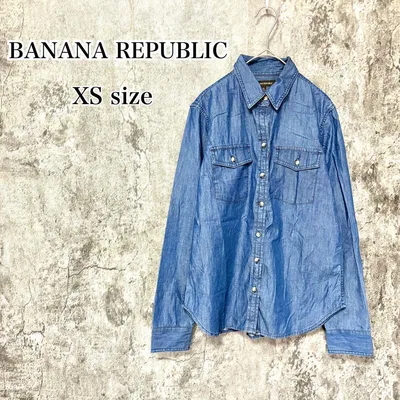 バナナリパブリック デニムシャツ 長袖 ブルー XSサイズ 美品 メンズ