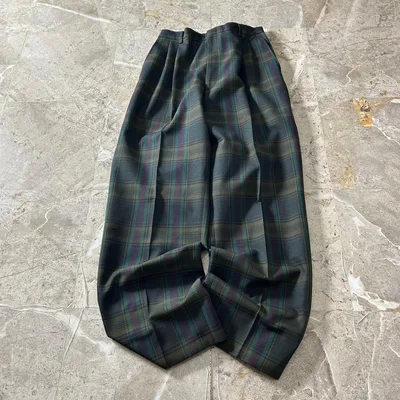 90s Vintage Blackwatch Check Wide Slacks