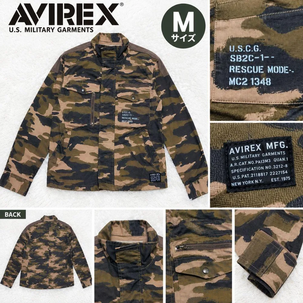 【AVIREX】美品 ミリタリージャケット U.S.C.G ジップアップ