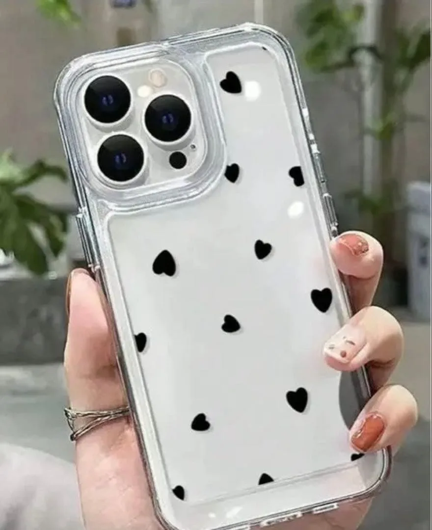 iPhone 14pro クリアケース 黒いハート