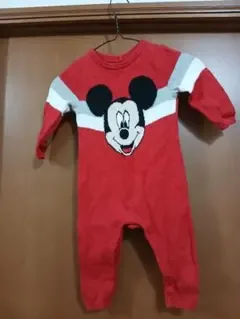 ミッキーマウス ニットロンパース 赤 BabyGAP
