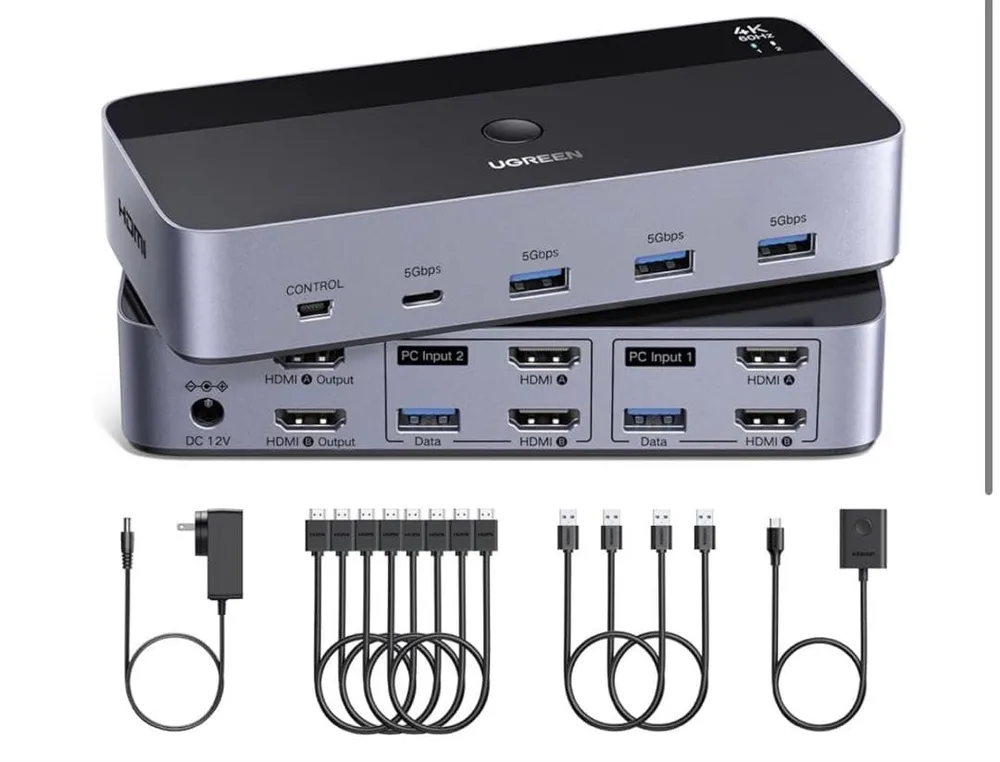 UGREEN HDMI KVM切替器 2入力2出力 4K60Hz