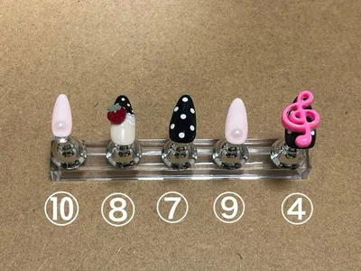 ネイルチップ ハンドメイド ドット いちご 音符 パール ピンク