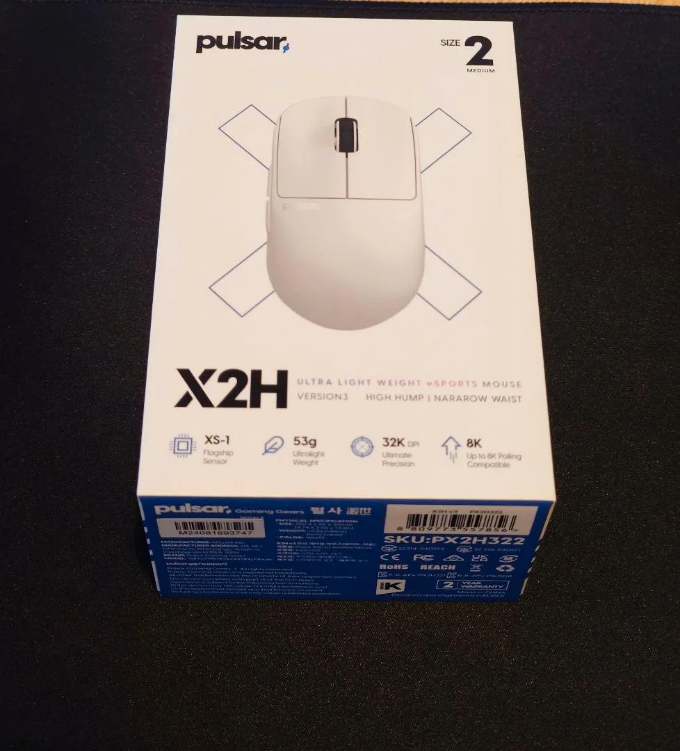 Pulsar X2H v3 white size 2 + 8k Dongle
