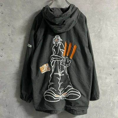 レア 90s adidas Off Beat グラフィック フードジャケット
