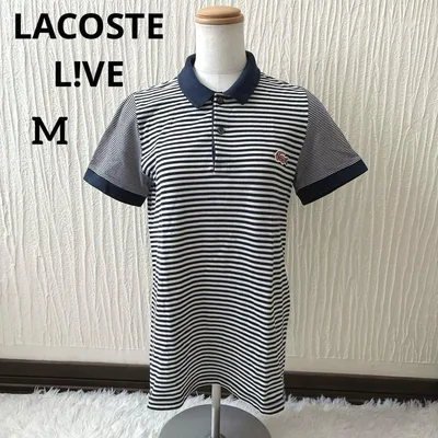美品 LACOSTE L!VE ラコステライブ ボーダー 半袖ポロシャツ 紺白M